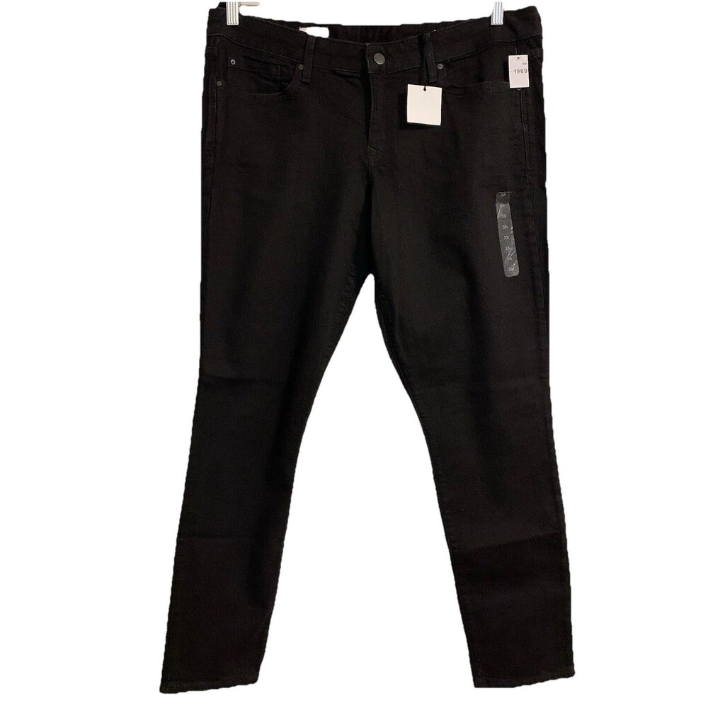 Gap 1969 Womens Black Always Skinny Jeans Size 33 R Low Rise Preppy Academia NWT